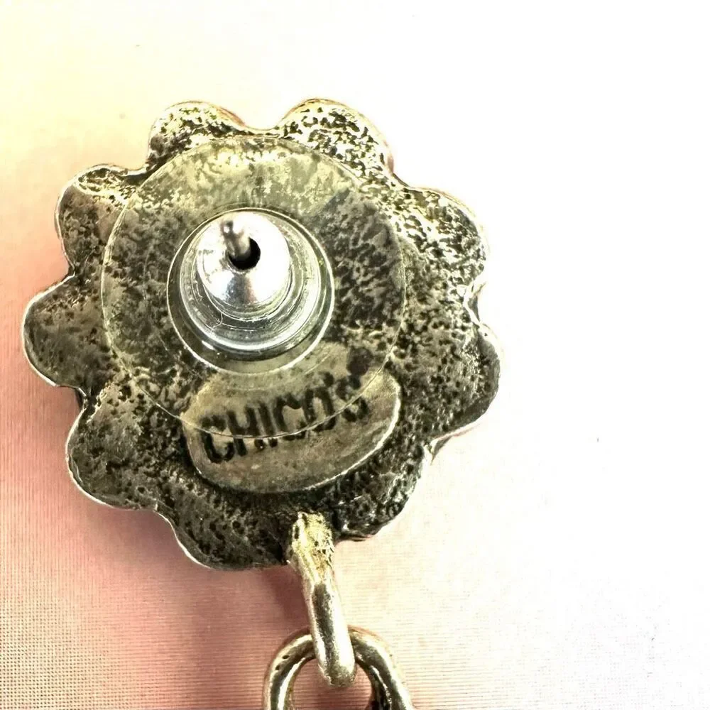 Chico’s   silver tone teardrop  black  drop earrings